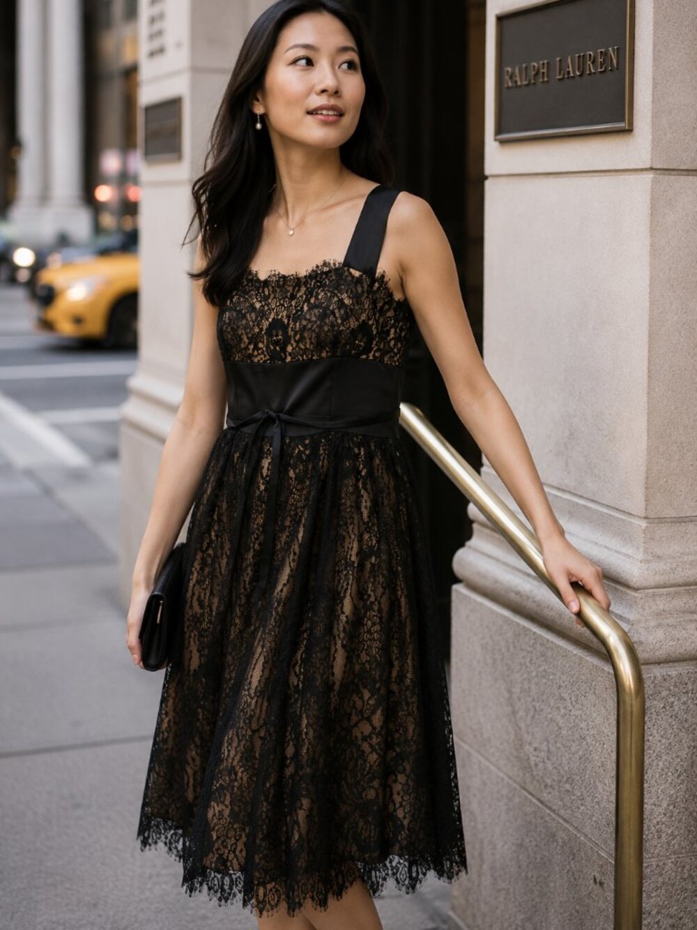 Y2K Laundry by Shelli Segal Illusion Dune Lace Overlay Cocktail Dress, Size 12
